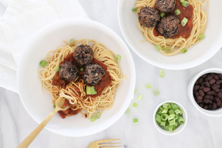 SPAGHETTI WITH BLACK BEAN QUINOA BALLS