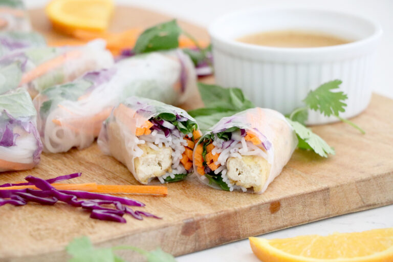 Spring Rolls with Orange Almond Peanut Butter Sauce