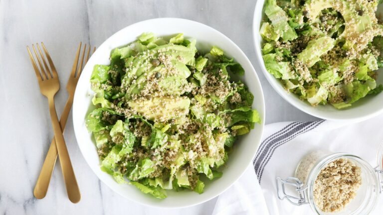 VEGAN CAESAR SALAD WITH BRAZIL NUT PARM