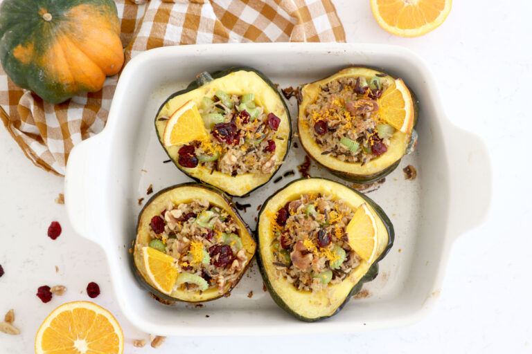 Orange Cranberry Stuffed Acorn Squash